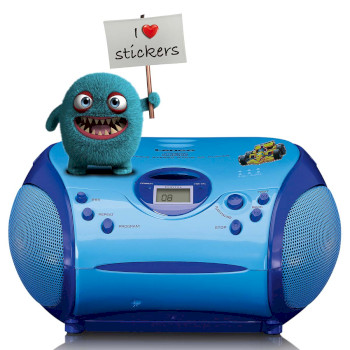 SCD-24BU KIDS Boombox met cd-speler fm-radio en stickers blauw Product foto